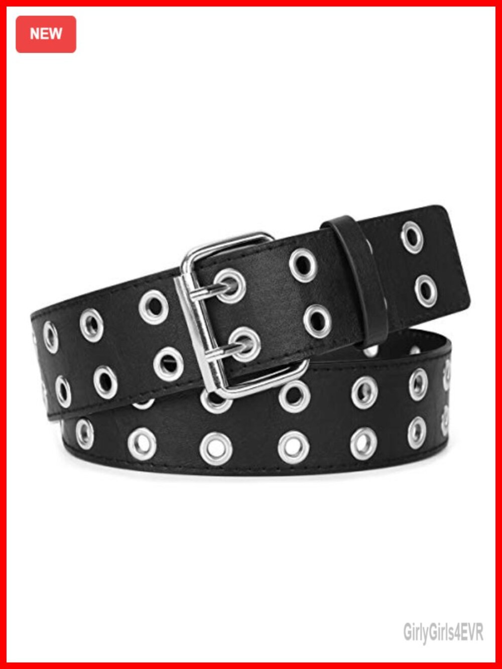 WERFORU Double Grommet PU Leather Belt for Women Men Jeans